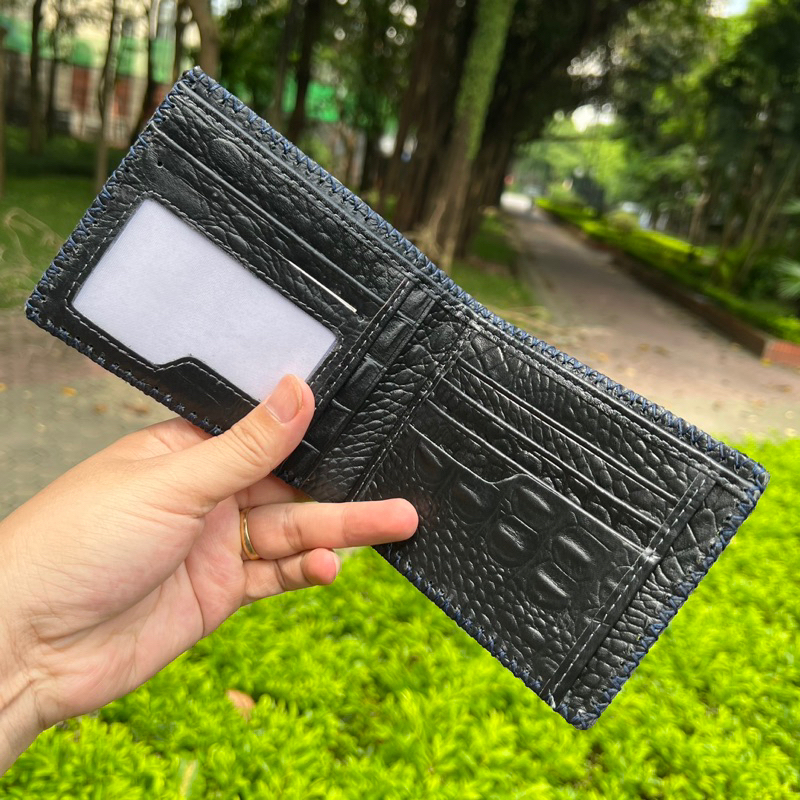 Ví nam da bò dập vân cá sấu thương hiệu Lex Shoes-VDV-CÁ SẤU