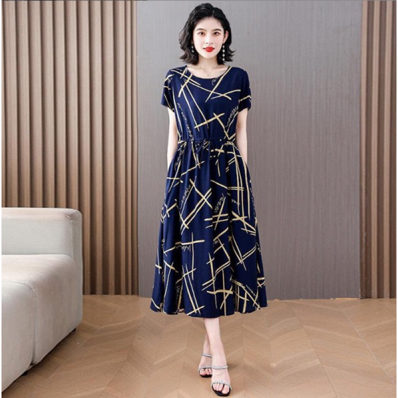 Đầm lanh cotton tự nhiên mềm mát dành cho người trung tuổi