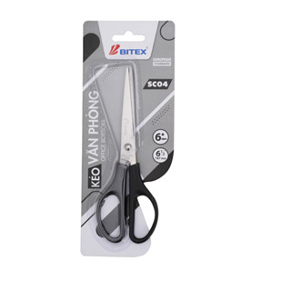 Kéo văn phòng Bitex SC04 màu Đỏ / Đen / Tím/ Xanh dương dùng cho văn phòng, lưỡi thép không rỉ cắt bén