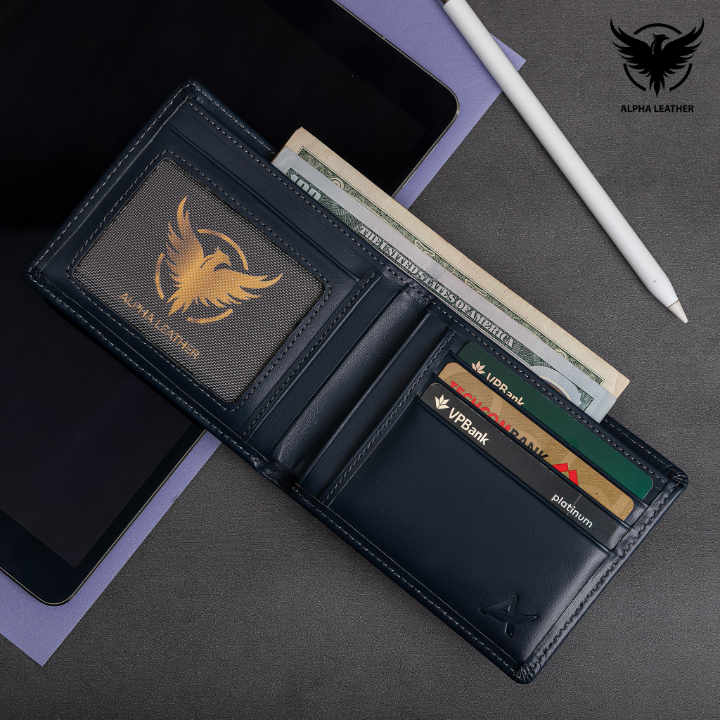 Ví Nam Da Bò Nappa Tặng Kèm Hộp - Bóp Ví Da Nappan Trơn Kiểu Nằm Ngang Basic Sang Trọng - AlphaLeather Vip1