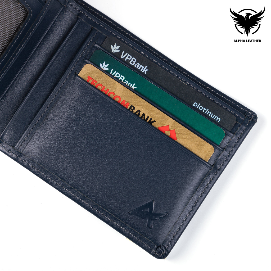 Ví Nam Da Bò Nappa Tặng Kèm Hộp - Bóp Ví Da Nappan Trơn Kiểu Nằm Ngang Basic Sang Trọng - AlphaLeather Vip1
