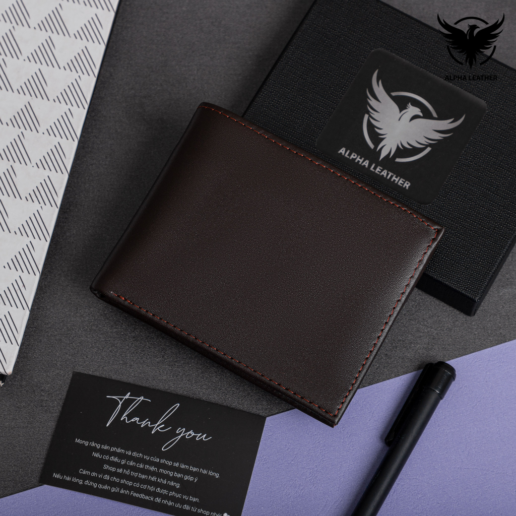 Ví Nam Da Bò Nappa Tặng Kèm Hộp - Bóp Ví Da Nappan Trơn Kiểu Nằm Ngang Basic Sang Trọng - AlphaLeather Vip1