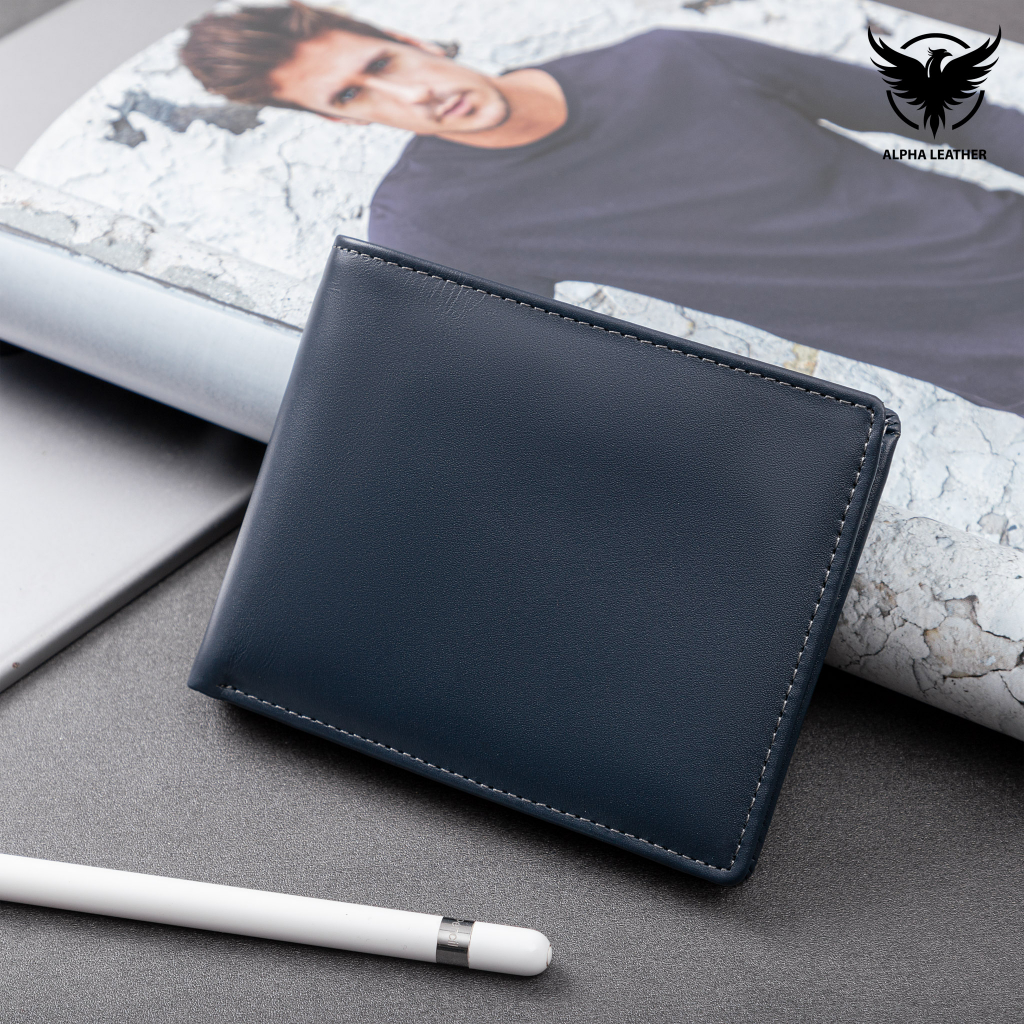 Ví Nam Da Bò Nappa Tặng Kèm Hộp - Bóp Ví Da Nappan Trơn Kiểu Nằm Ngang Basic Sang Trọng - AlphaLeather Vip1