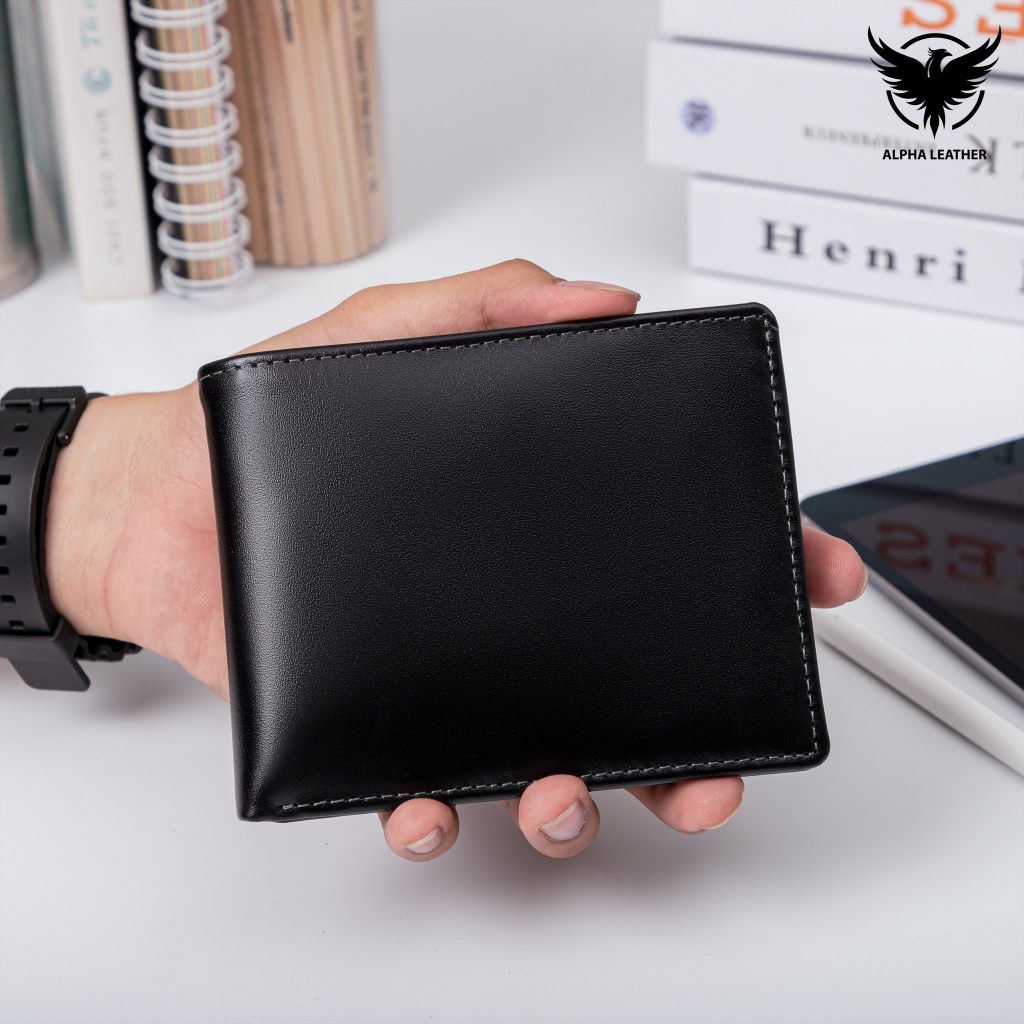 Ví Nam Da Bò Nappa Tặng Kèm Hộp - Bóp Ví Da Nappan Trơn Kiểu Nằm Ngang Basic Sang Trọng - AlphaLeather Vip1