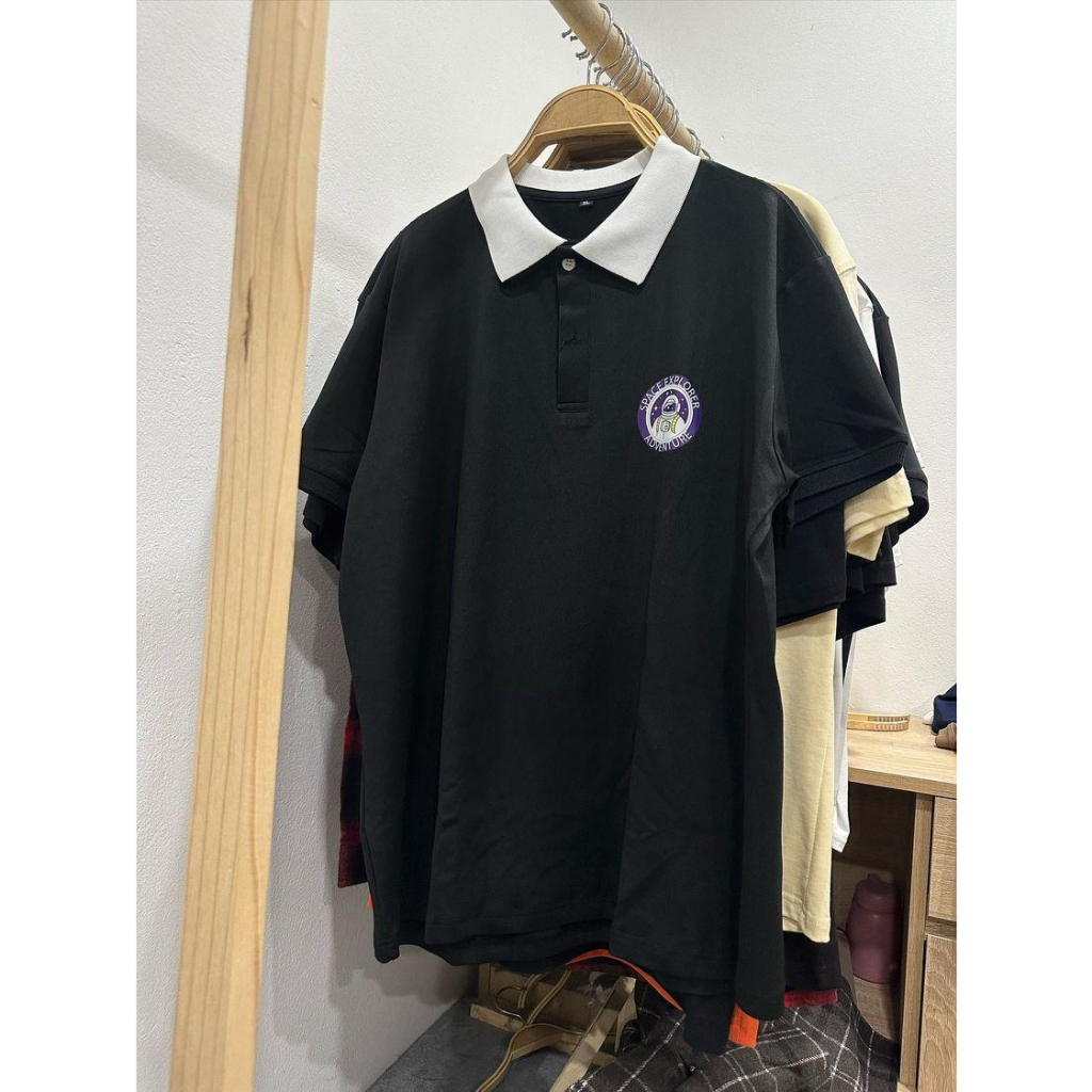 Áo thun polo cotton có cổ Meanstore Unisex nam nữ form rộng oversize đen, trắng, hình in phong cách Ulzzang
