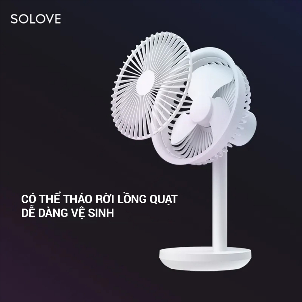 Quạt Để Bàn Tích Điện Xiaomi Solove F5 - Điều Chỉnh 3 Chế Độ Gió, Dung Lượng Pin 4000mAh, Hoạt Động Liên Tục 12H