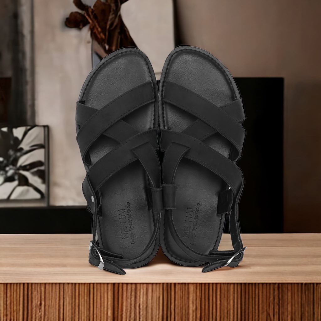 MH01 - Dép da bò sandal quai hậu nam dây kẹp basic  đế đúc cao su nguyên khối chống trơn trượt MeHai