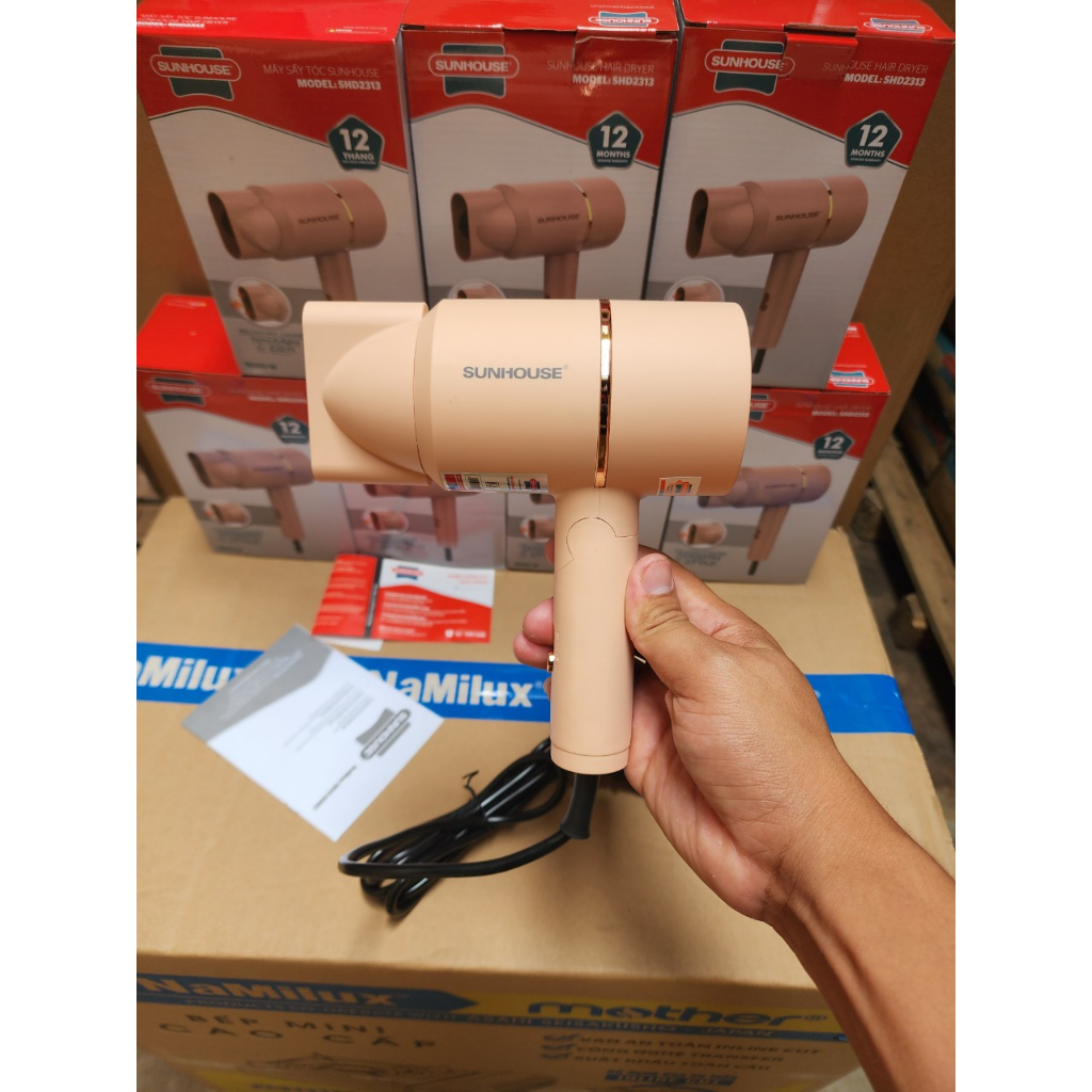 Máy Sấy Tóc Sunhouse SHD2313, công suất 1000W, hàng chính hãng, rất là xịn xò, sấy mạnh, nhanh , không ồn ào