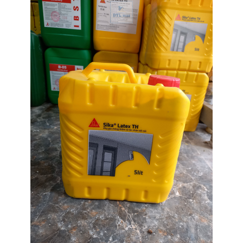 Sika Latex TH Can 5 Lít - Phụ gia chống thấm trộn vữa, phụ gia kết nối bê tông cũ và mới trộn xi măng