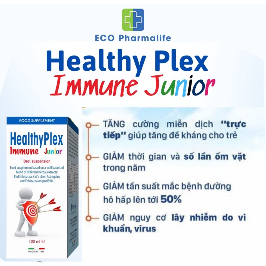 Vitamin Immune Junior Healthyplex Tăng Cường Sức Đề Kháng Kích Thích Hệ Miễn Dịch Cho Bé Hộp 150ml