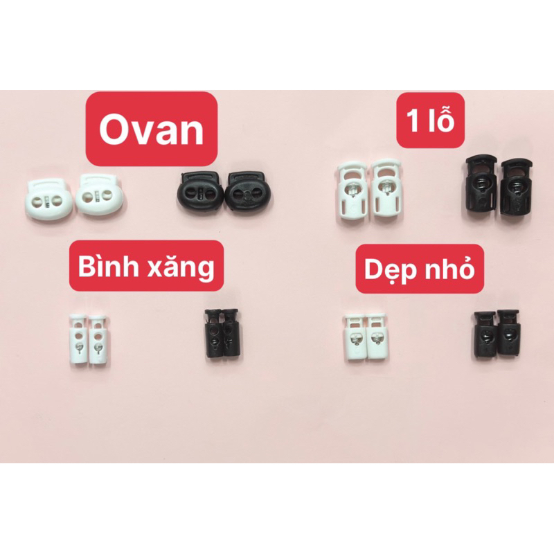 Sét 2 - 5 nút chặn dây rút, móc treo, dây rút nón