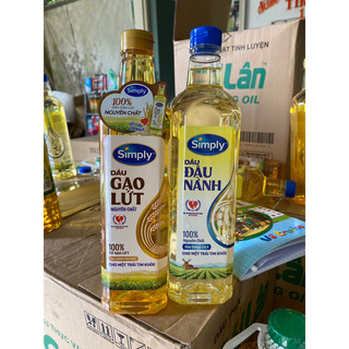 Combo: 1 dầu gạo lứt 1lit + 1 dầu đậu nành simply 1lít .