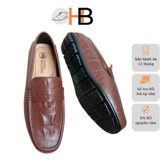 Giày lười nam da bò cao cấp đế khâu bảo hành 12 tháng HB27