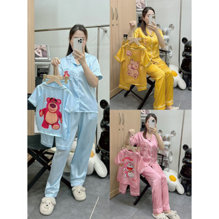 Bộ ngủ pijama áo cộc quần dài đôi cho mẹ và bé