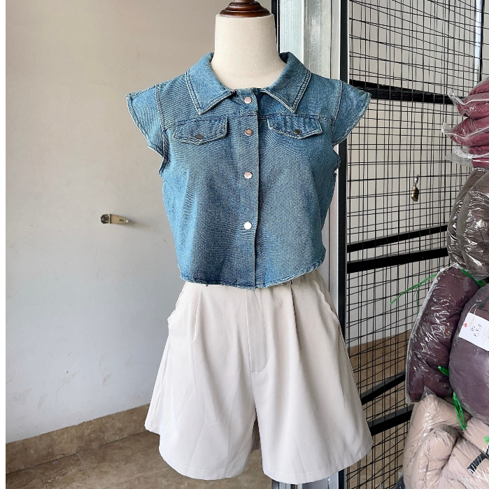 Set áo bò + quần kèm đai lưng 3 món hot