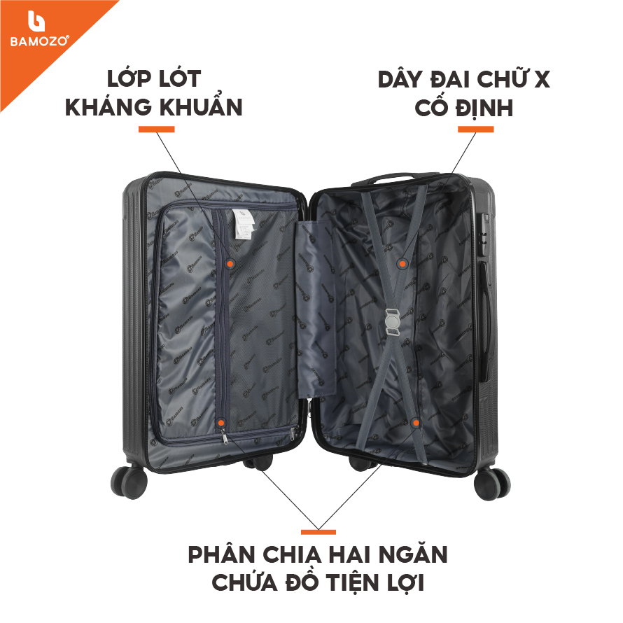 Combo Vali Bamozo 8801 Bản Cao Cấp Size 20 Và Size 24 Bền Đẹp Bảo Hành 5 Năm