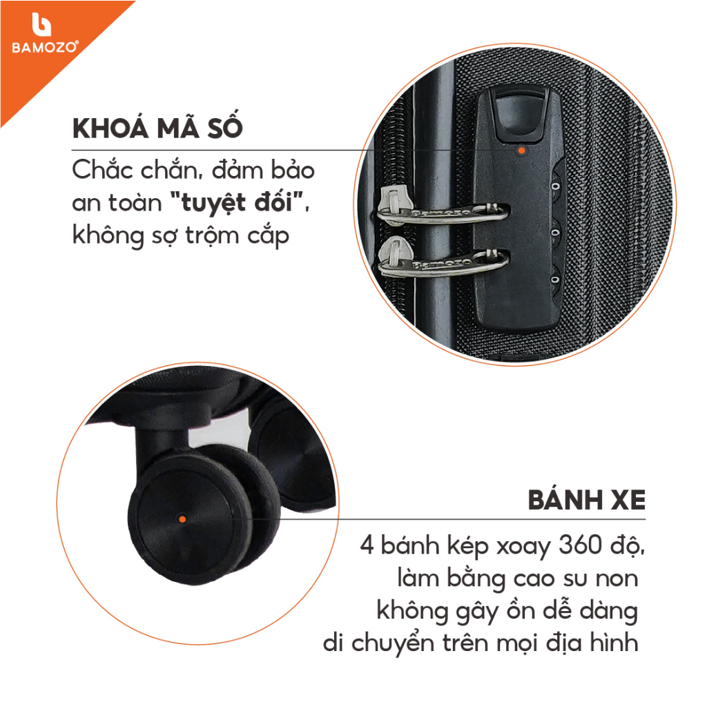 Combo Vali Bamozo 8801 Bản Cao Cấp Size 20 Và Size 24 Bền Đẹp Bảo Hành 5 Năm