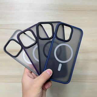 Ốp lưng nhám viền màu chống sốc hỗ trợ sạc magsafe iphone 14 pro, 14 pro max, 13 pro max, 12 pro max