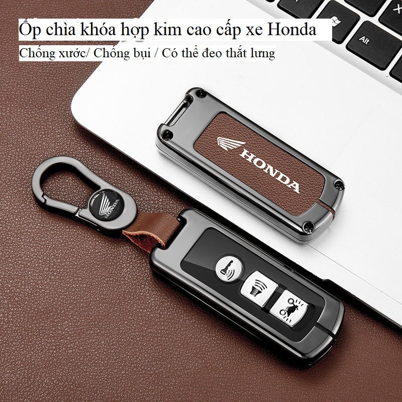 Ốp Chìa Khóa hợp kim cao cấp Xe Máy Honda SH, SH Mode PCX 3 nút mới