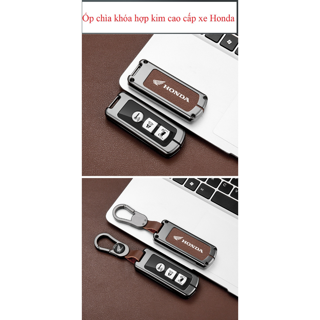 Ốp Chìa Khóa hợp kim cao cấp Xe Máy Honda SH, SH Mode PCX 3 nút mới