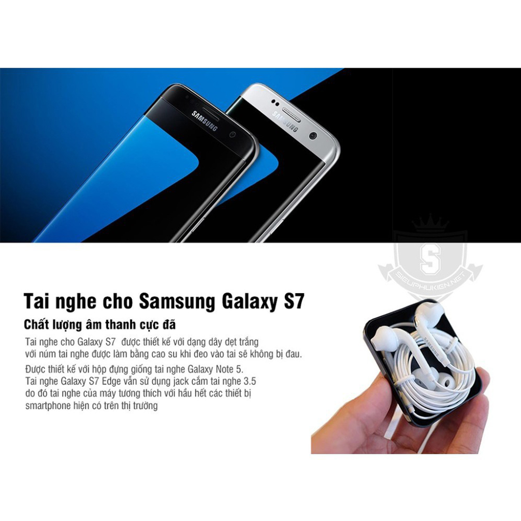 Tai nghe Samsung S7 Chính Hãng có dây nhét tai gaming chống ồn Jack 3,5mm PK DO GIA Bảo hành 6 tháng