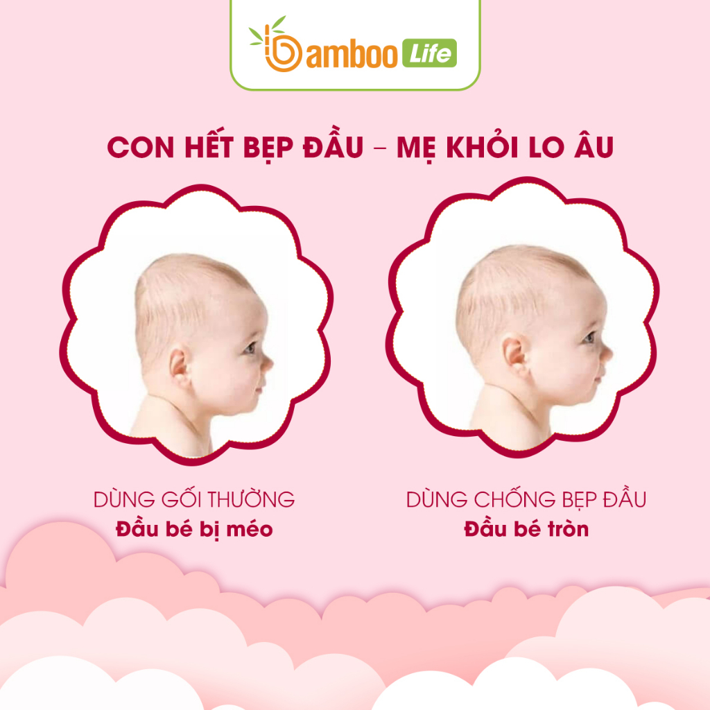 Gối chống bẹp đầu cho bé Bamboo Life cao su non chống trào ngược cao cấp êm ái hình họa tiết siêu xinh