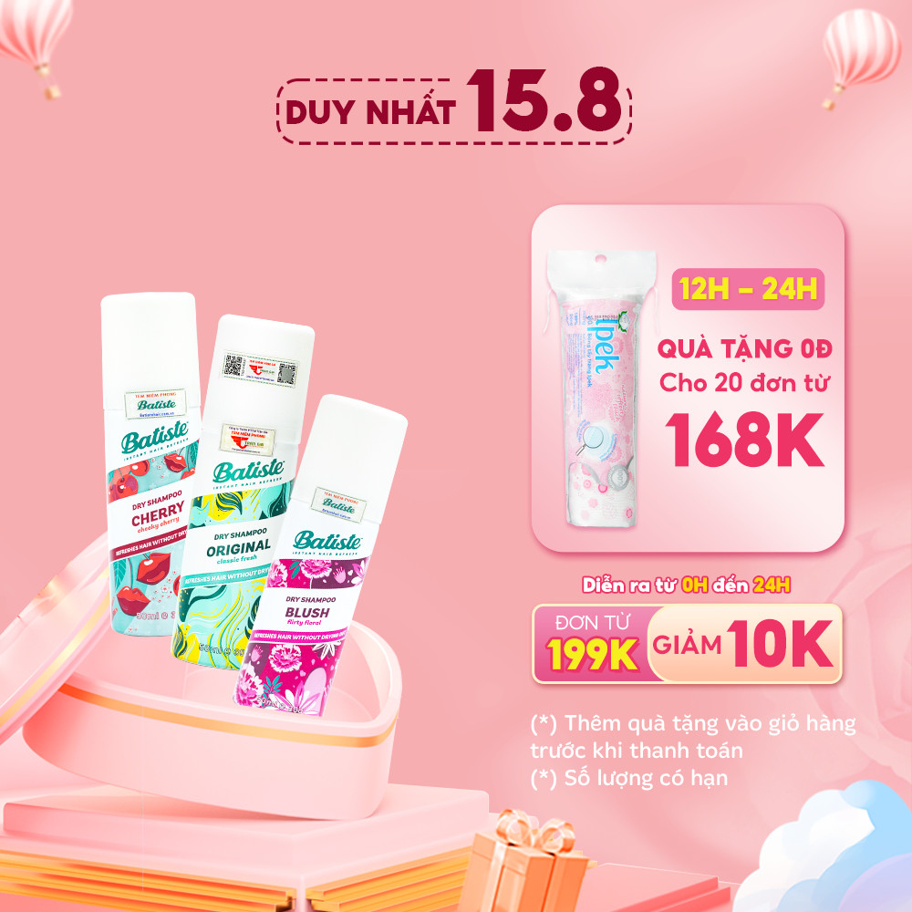 Dầu Gội Khô Batiste Dry Shampoo 50Ml Hết Ngứa, Hết Bết Dính Tóc Bồng Bềnh Bóng Mượt Tức Thì Lưu Hương Thơm Mát
