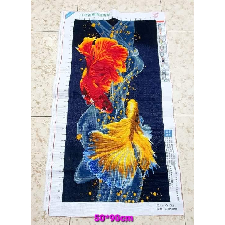 Tranh đính đá Vũ Điệu Song Ngư size: 50x90cm - tranh chưa làm