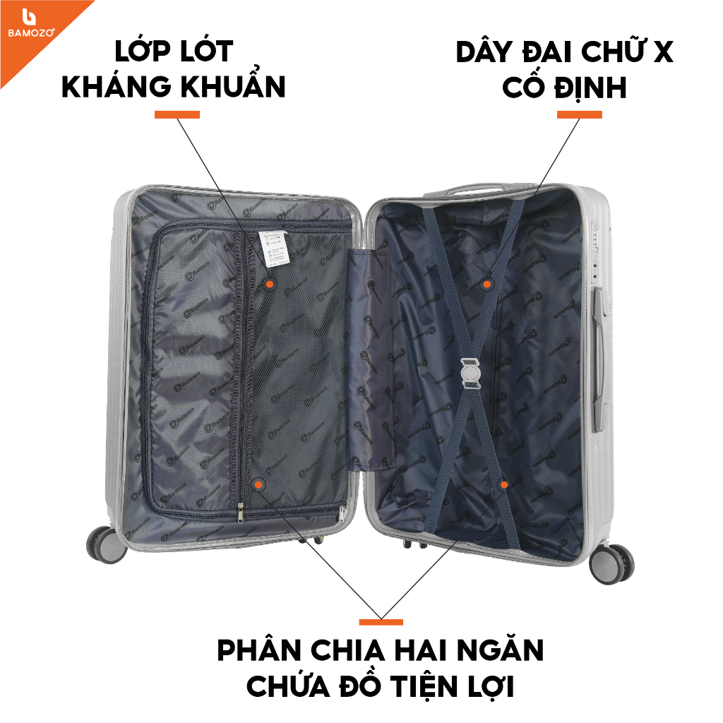 Combo Vali Du Lịch Bamozo 8809 Size 20 Và Size 24 Bền Đẹp Bảo Hành 5 Năm