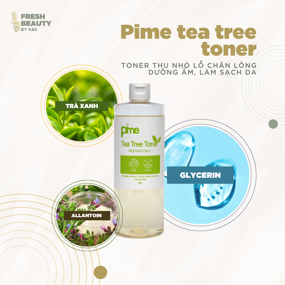 Nước hoa hồng Pime Tea Tree Toner hỗ trợ cấp ẩm, làm dịu da, cân bằng da, giảm mụn 500g