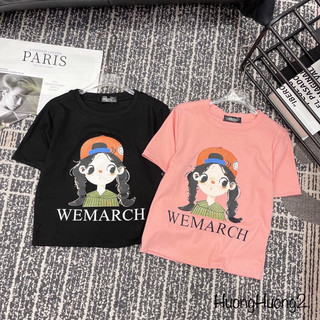Áo phông croptop in hình cô gái bím tóc/ Áo thun ôm cotton bozip