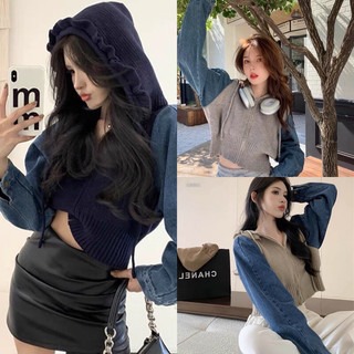 Áo khoác len phối jeans