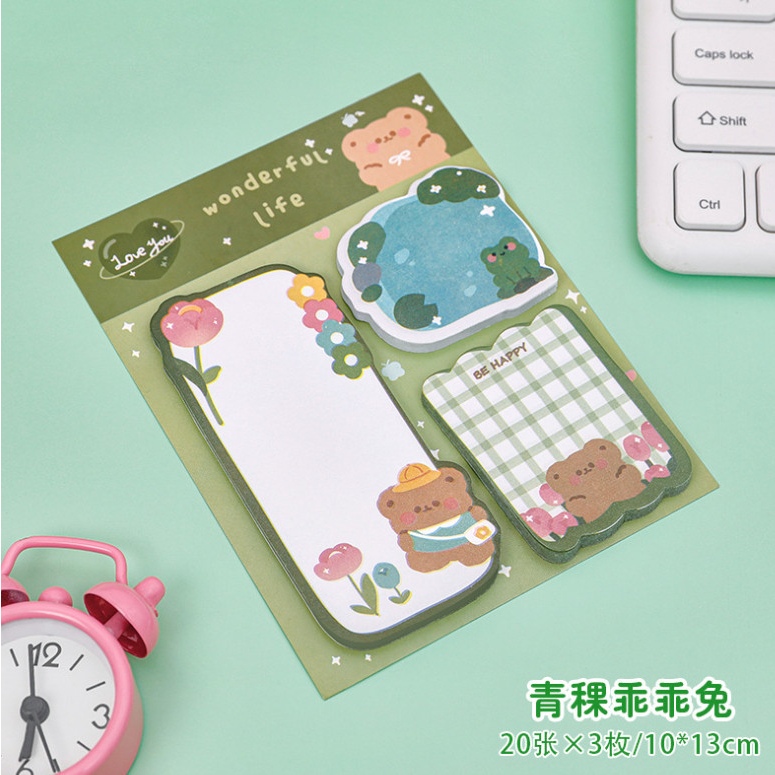 Set note, giấy nhớ, giấy ghi chú 60 tờ 3 hình