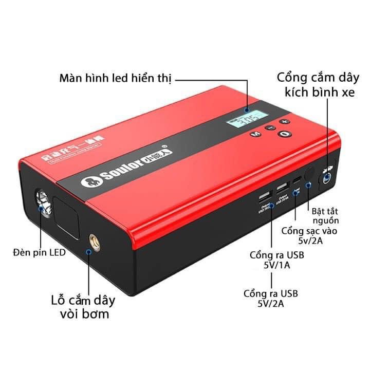 Bộ Kích Bình Ác Quy Ô Tô,xe máy Dung Lượng 89.000mAH Tích Hợp Đa Chức Năng 4 in 1 - BoGi