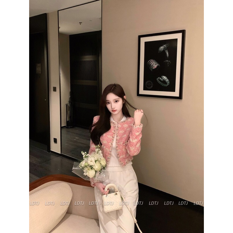 Áo dạ tweed hồng