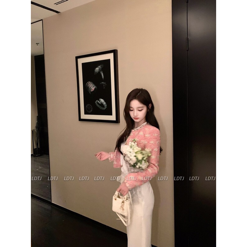 Áo dạ tweed hồng