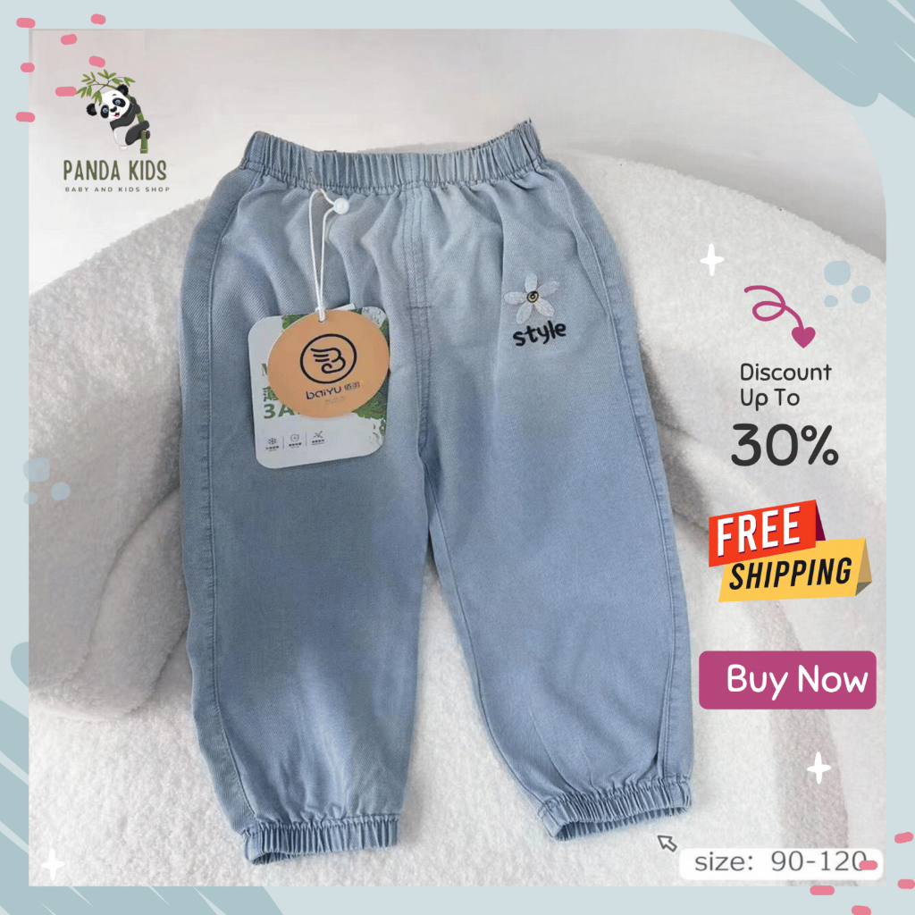 Quần Jean cho bé gái, chất liệu jean lụa cao cấp cực kỳ mềm mịn thoáng mát cho bé thoải mái vận động.