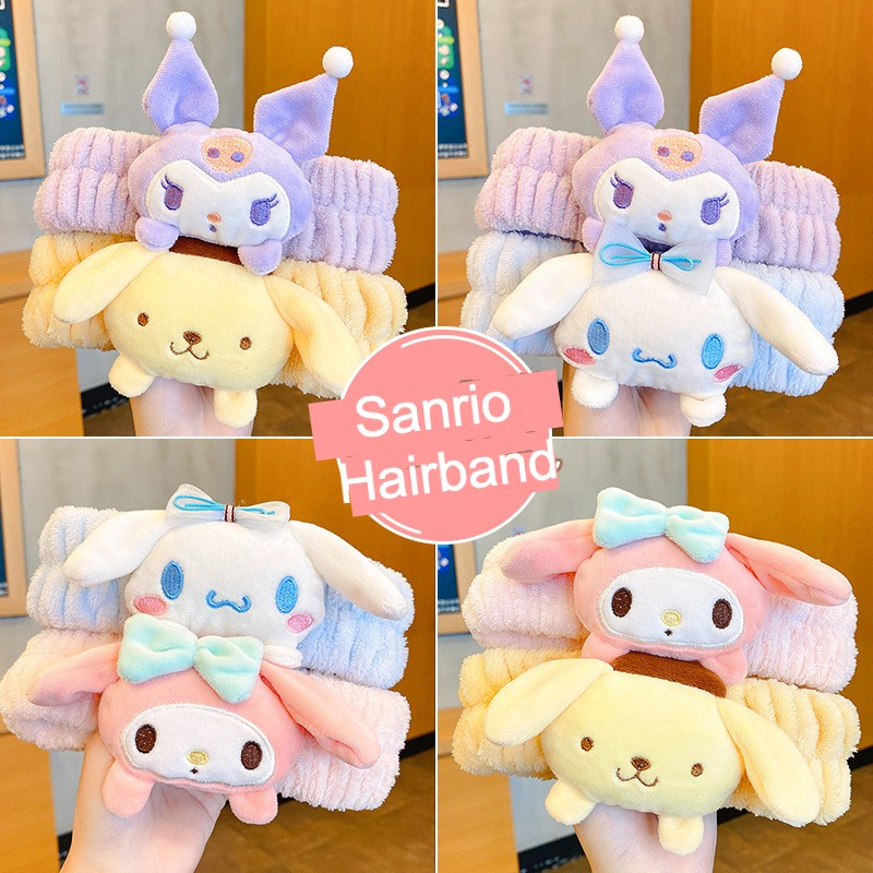SANRIO Băng Đô Cài Tóc Rửa Mặt Họa Tiết Hoạt Hình Chó Kuromi Thời Trang Hàn Quốc Cho Nữ