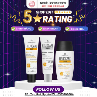 Kem Chống Nắng Heliocare Water Gel, Mineral, Pigment Chống Trôi Mỏng Nhẹ Khô Thoáng Chính Hãng
