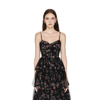 JUBIN STUDIO | Đầm maxi vải in hoa bốn tầng (Hermione Dress)