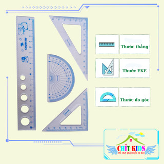 Bộ eke - thước kẻ - đo độ aihao 4 chi tiết