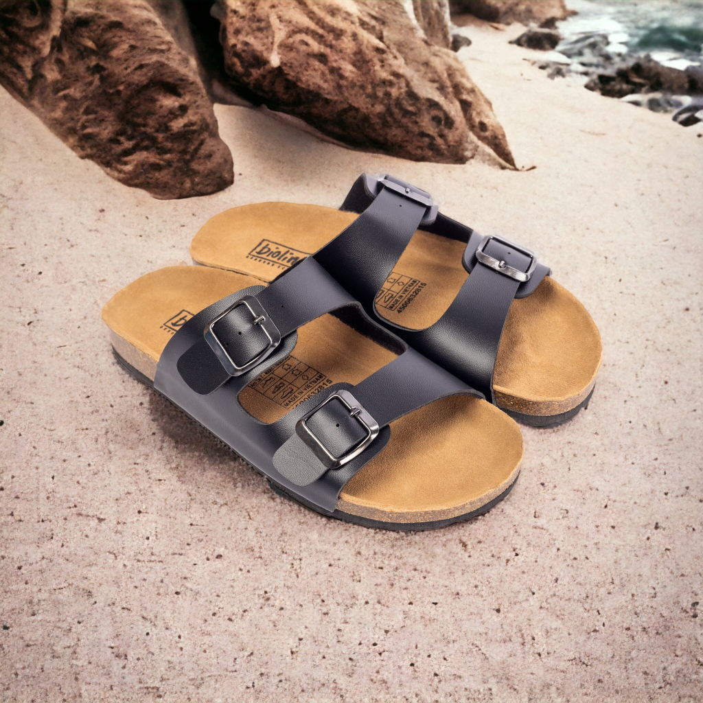 Mã PU01 - Dép Birken, Dép Đế Trấu, Dép lê Unisex Nam và Nữ Thiết Kế Dép Hai Quai Ngang Da PU