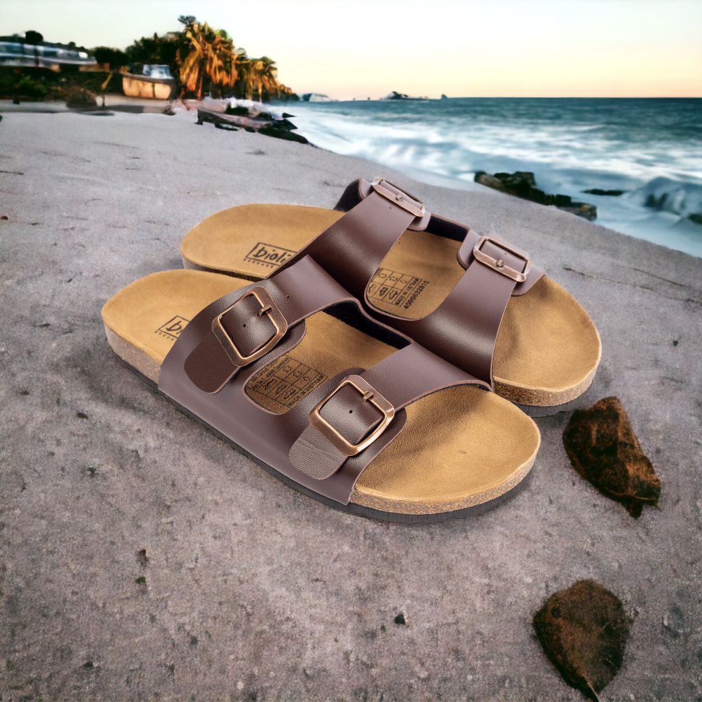 Mã PU01 - Dép Birken, Dép Đế Trấu, Dép lê Unisex Nam và Nữ Thiết Kế Dép Hai Quai Ngang Da PU