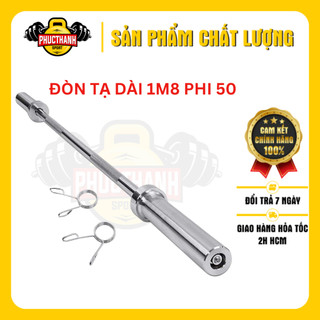 Đòn gánh tạ đòn đẩy tạ đòn tạ dài 1m8 phi 50 inox nhập khẩu cao cấp kèm khóa tạ đòn tạ Olympic Reefit