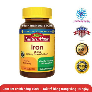 Viên Uống Bổ Sung Chất Sắt Iron 65mg 365 viên Nature Made Mỹ.