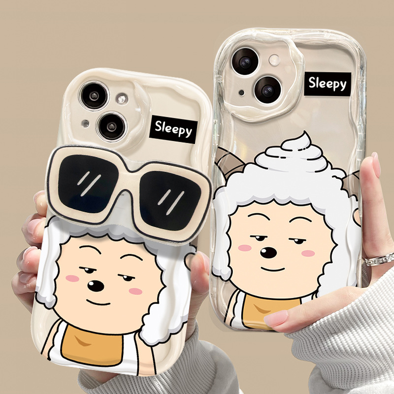 Ốp Điện Thoại Mềm Chống Sốc Cừu đeo kính viền sóng Bảo Vệ Camera Cho iPhone 14 Pro Max 14 Plus 13 12 11 Pro Max xx1047