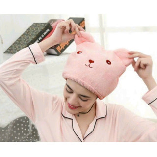 Mũ ủ tóc, mũ chùm đầu ủ khô tóc nhanh, thấm hút nước, kt 26cm hình Gấu dễ thương