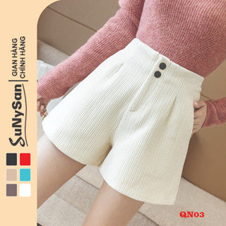  Quần Đùi Nữ Basic Cạp Cao Chất Nhung Tăm Dày SUNYSAN QN03 