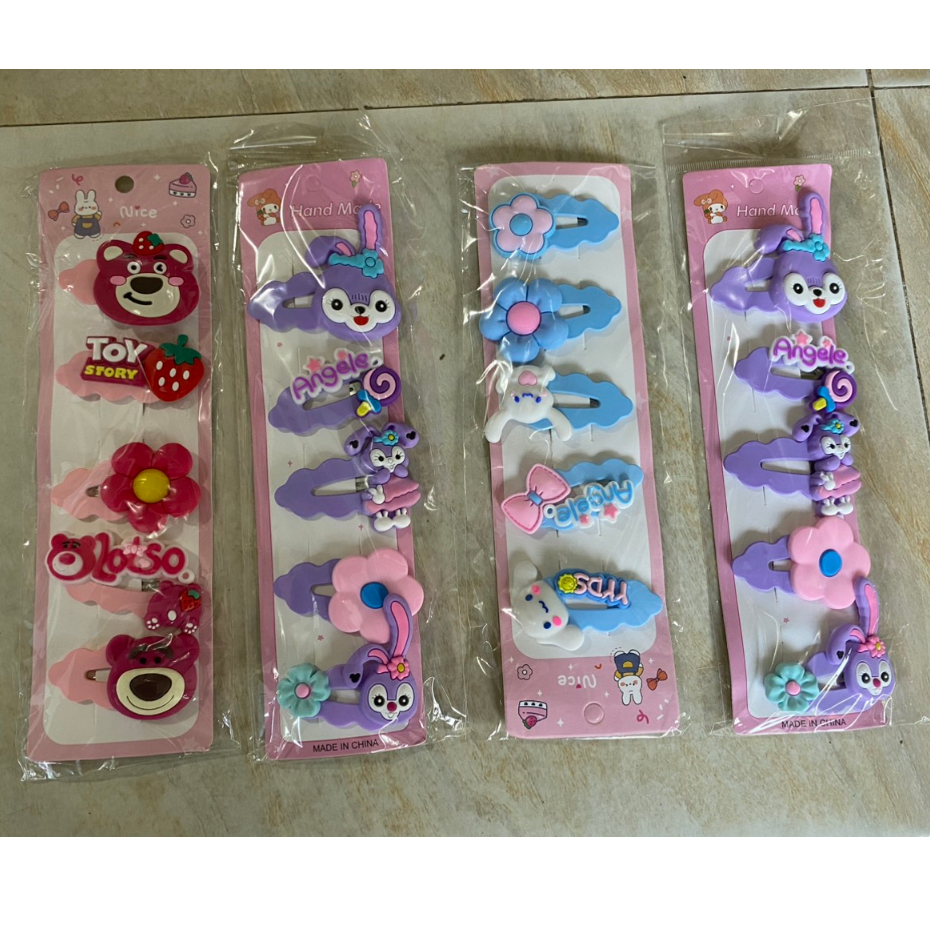 Set 5 kẹp tóc hoạt hình cute dành cho bé gái |HD96