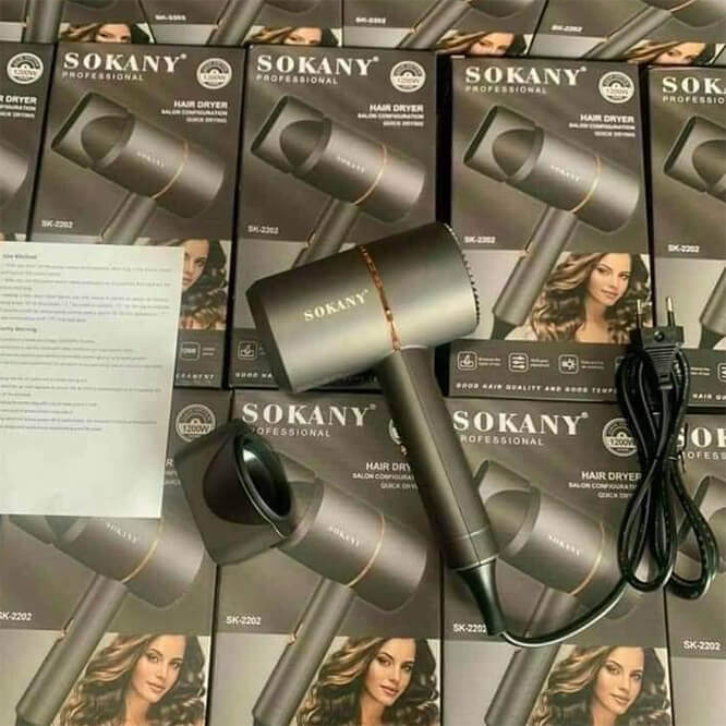 Máy Sấy Tóc Chính Hãng SOKANY Sấy Ion An Toàn Cho Tóc Công Suất 1200W Bảo Hành 1 Đổi 1